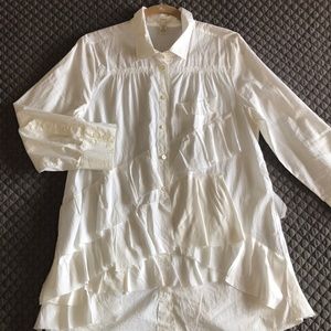 VGUC JCrew white ruffle blouse.